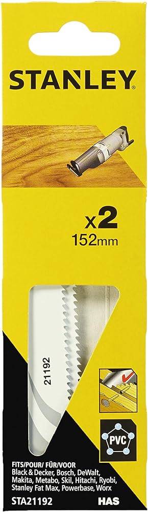 RECIPROCATING SAW BLADES 152MM 2PCS WOOD-PVC-NAIL STA21192-XJ STANELY